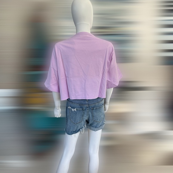 PEACH LOVE CALIFORNIA Sequin accent oversized crop top Sz M L - Picture 7 of 7